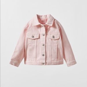 ZARA Kids Distressed Pink Denim Jacket